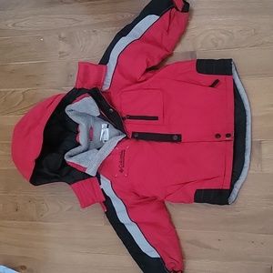Columbia Waterproof Winter Coat Hooded Fleece Lined Red Black Gray 4T